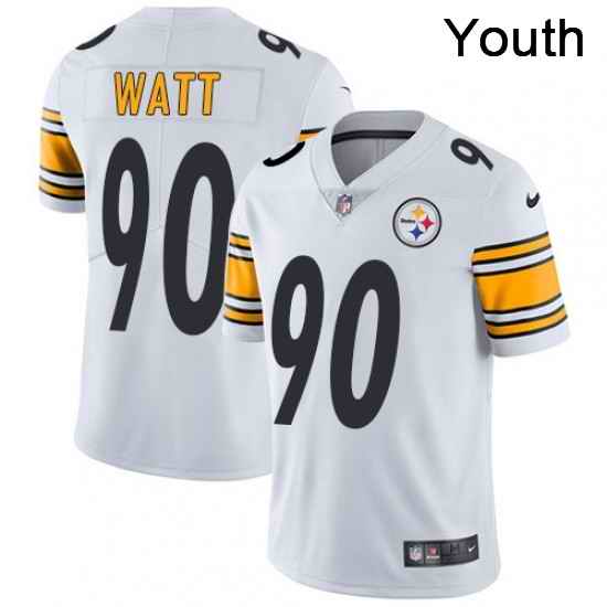 Youth Nike Pittsburgh Steelers 90 T J Watt White Vapor Untouchable Limited Player NFL Jersey